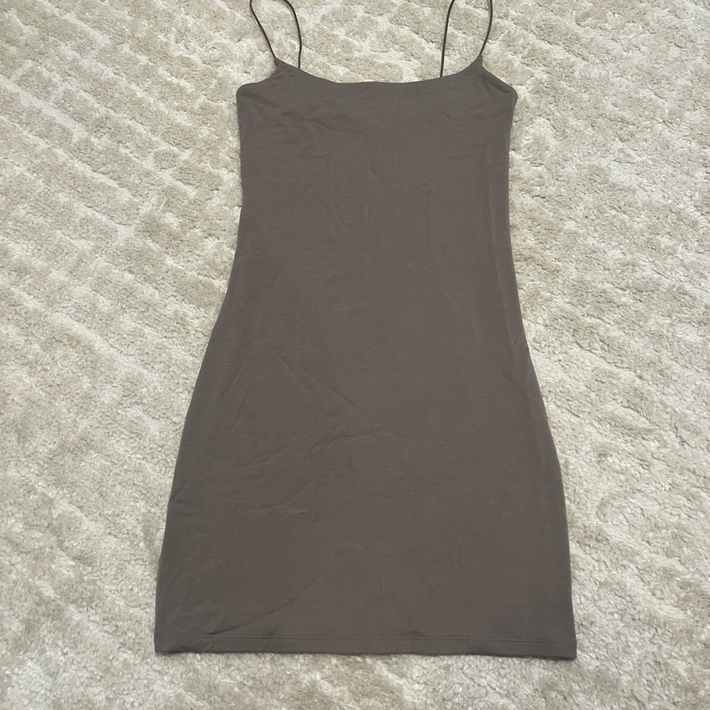 Aritzia Body Contour Mini Dress Taupe